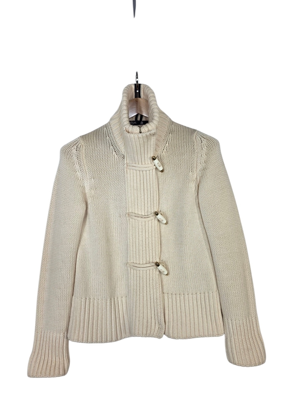 Marina Yatching Archivia Maglione Chunky Toggle Knit Wool Cardigan Sweater zip